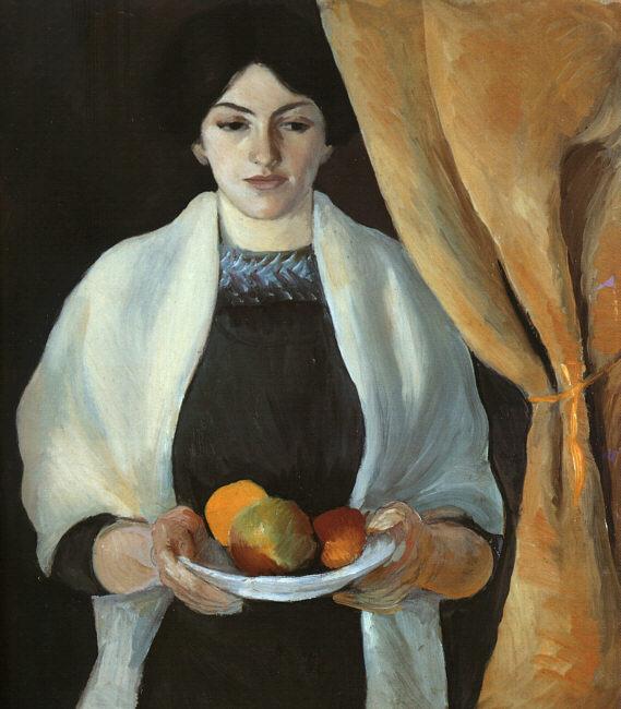 August Macke Portrait with Apples : Wife of the Artist Germany oil painting art